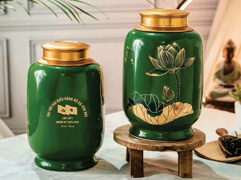 Hũ đựng trà ( Lọ trà ) bằng sứ Bát Tràng