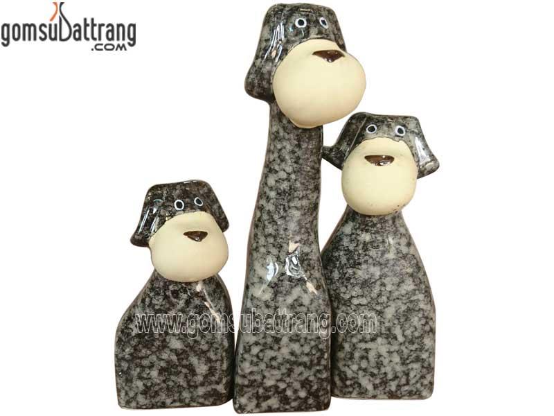 Tượng gia đình chó xanh đen