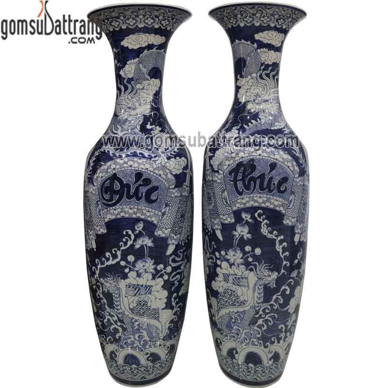 Lọ lục bình phúc đức tứ linh vẽ kỹ