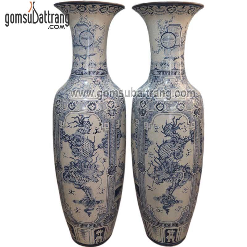 Lọ lộc bình tứ linh men rạn vẽ kỹ cao 175cm-1