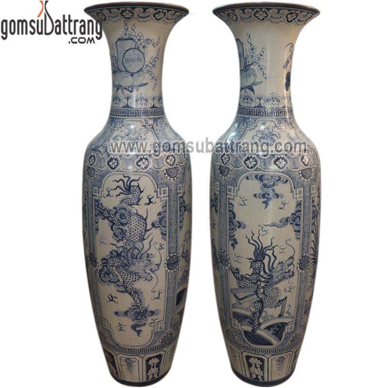 Lọ lộc bình tứ linh men rạn vẽ kỹ cao 175cm-2