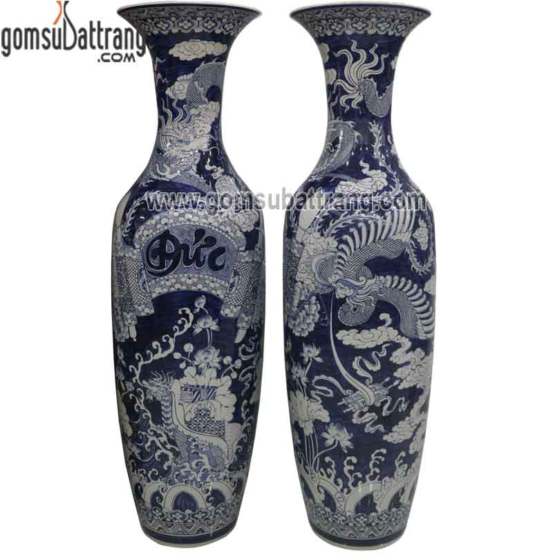 Lọ lục bình phúc đức tứ linh vẽ kỹ