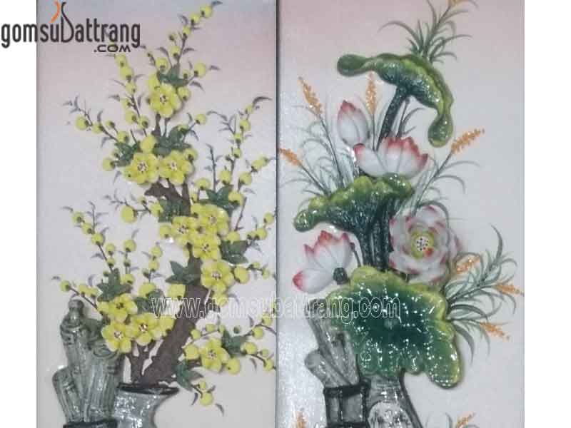 Bộ tranh tứ quý nổi gốm sứ Bát Tràng số 3